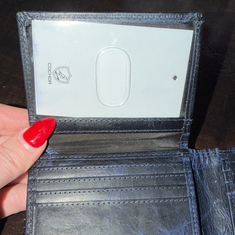 COCHOR Luxury Midnight Blue Leather Wallet